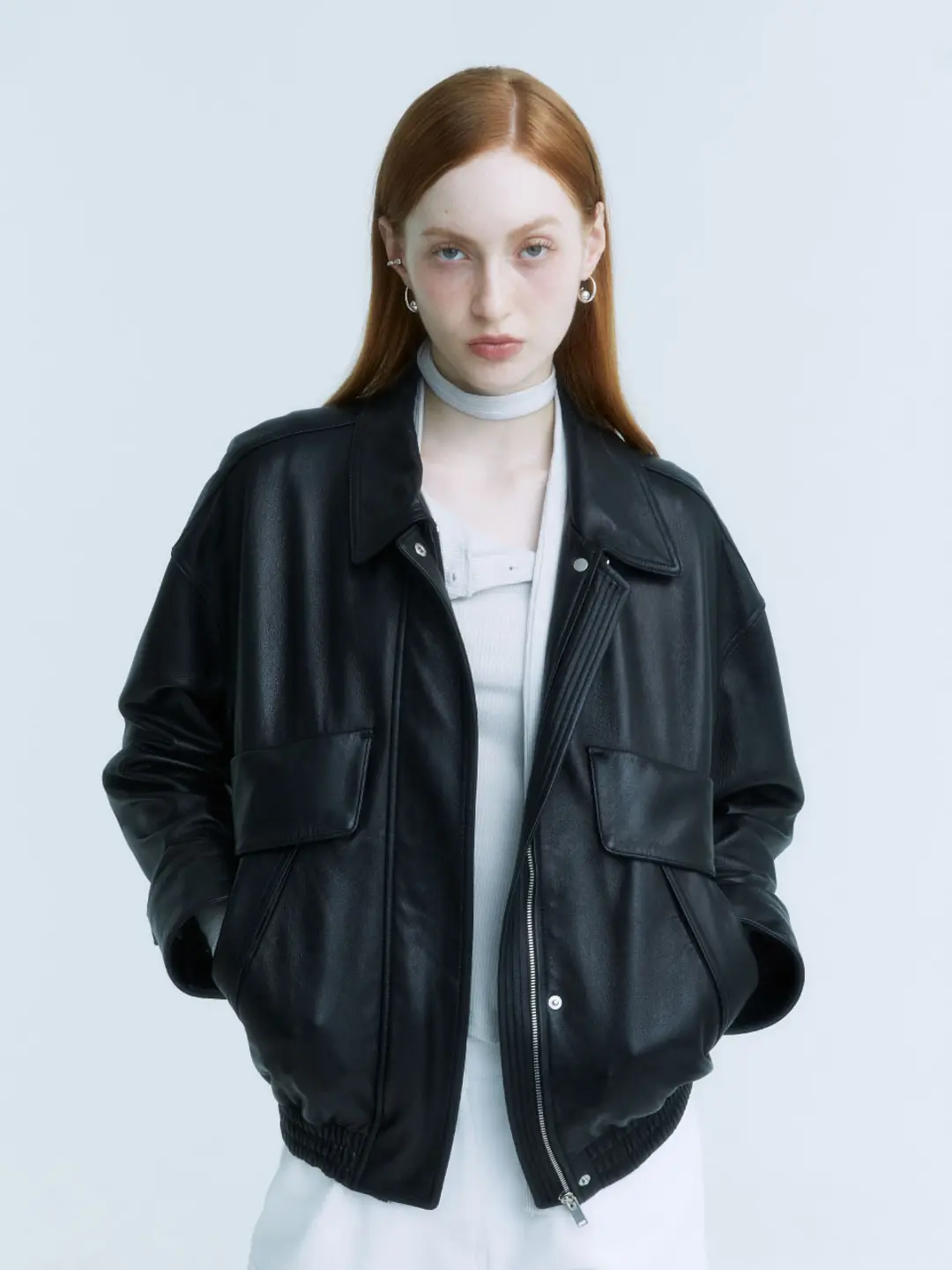 뮤제 DEFILE Italian Lambskin Leather Bomber Jacket_Black 상품 이미지 2