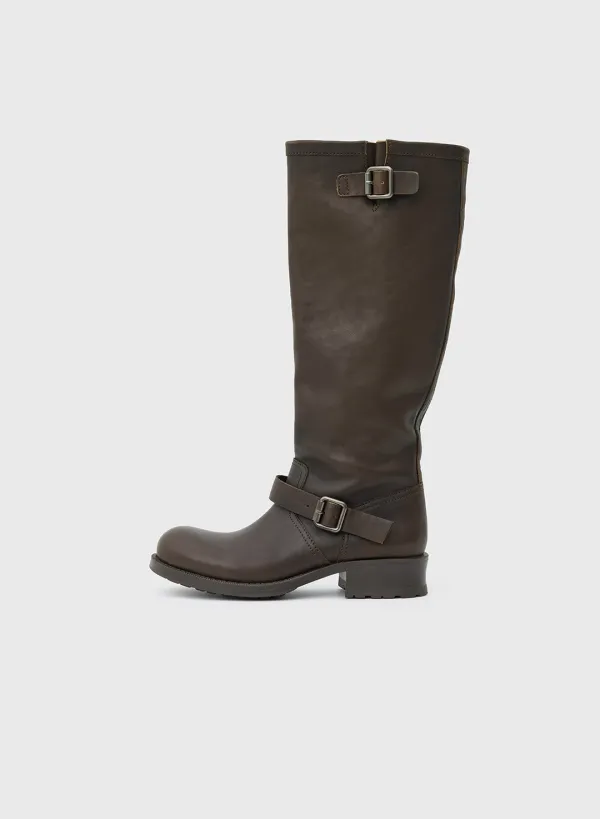 Ronis calf leather long boots - Dark brown