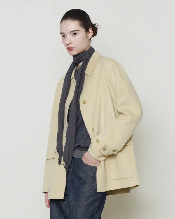 W Handmade Half Coat, Light Beige