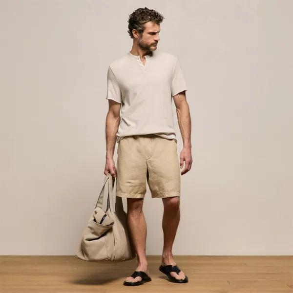 Lightweight Linen Relaxed Short - Light Khaki Pigment