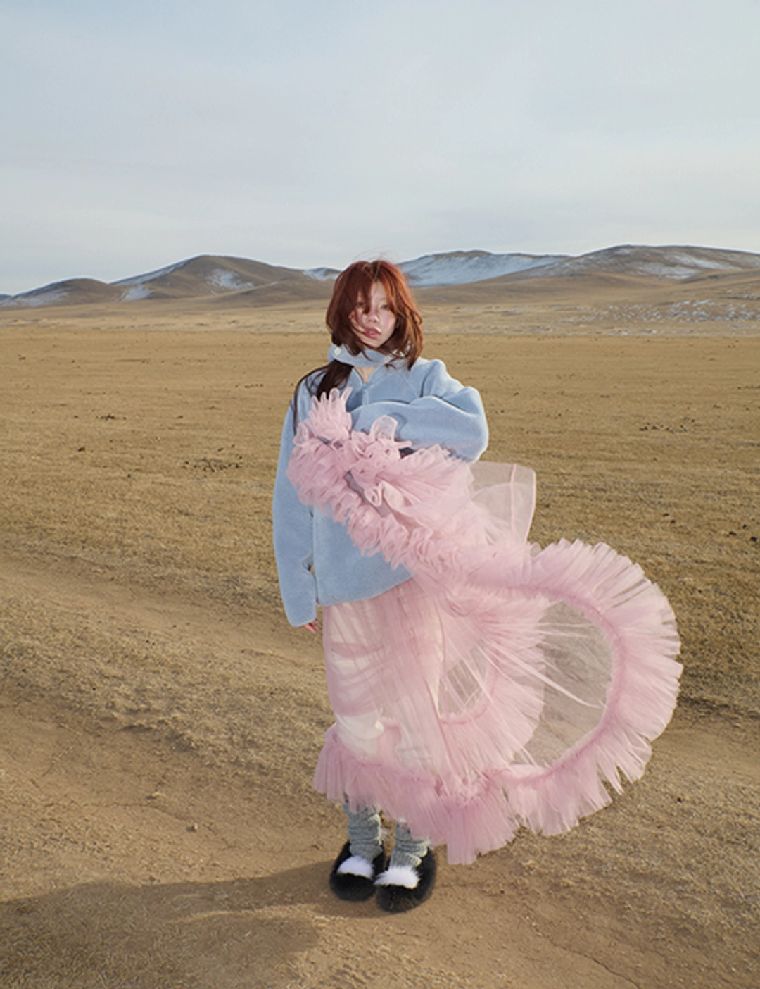 프레클 harness tulle long dress in pink 상품 이미지 2