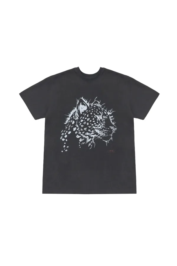 CHEETAH GRAPHIC OVERSIZED T-SHIRT CHARCOAL