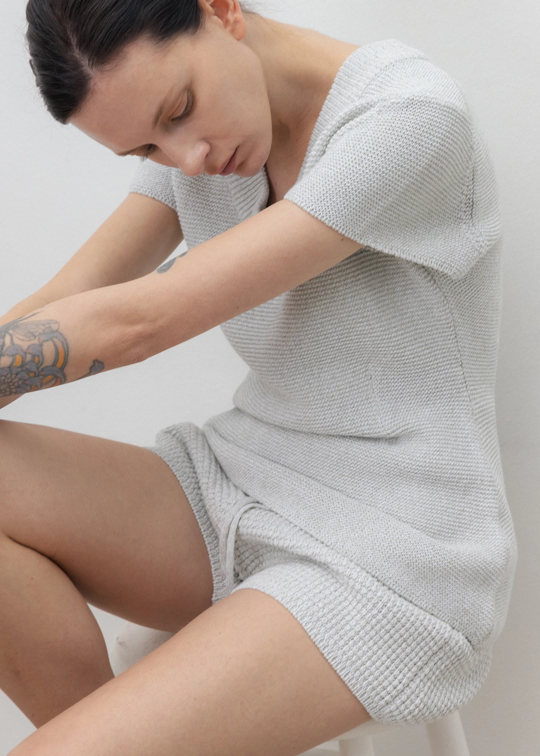 우마뭉 Korean paper yarn cap sleeve u neck pullover_Sea salt 상품 이미지 2