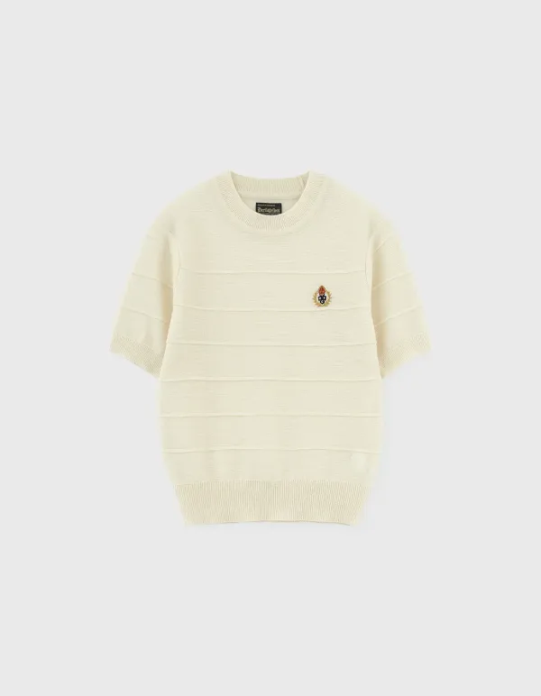 CREST MERINO WOOL HALF SLEEVE (W) / Ivory