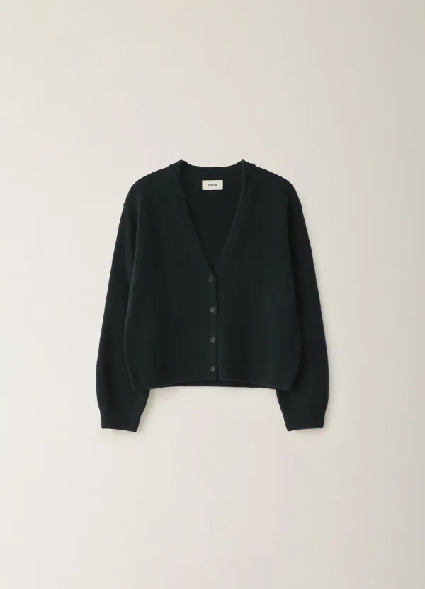 Amber Button V-Neck Cardigan - Navy (10월 말 순차배송)