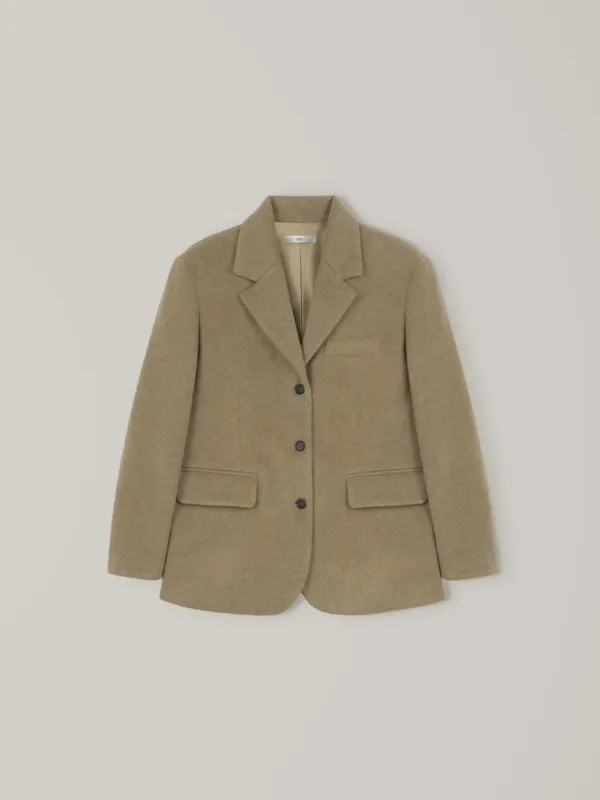 Hairy Wool Blazer Coat - Beige