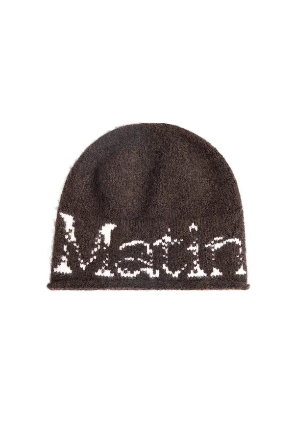BOUCLE CRACK LOGO BEANIE IN BROWN