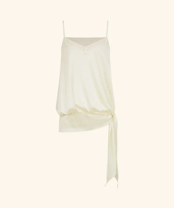 Satin Lace Strap Sleeveless (Cream)