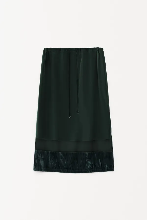 Screen Layered Skirt dark green
