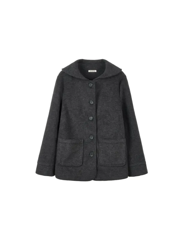 Cape Collar Half Coat (Charcoal)
