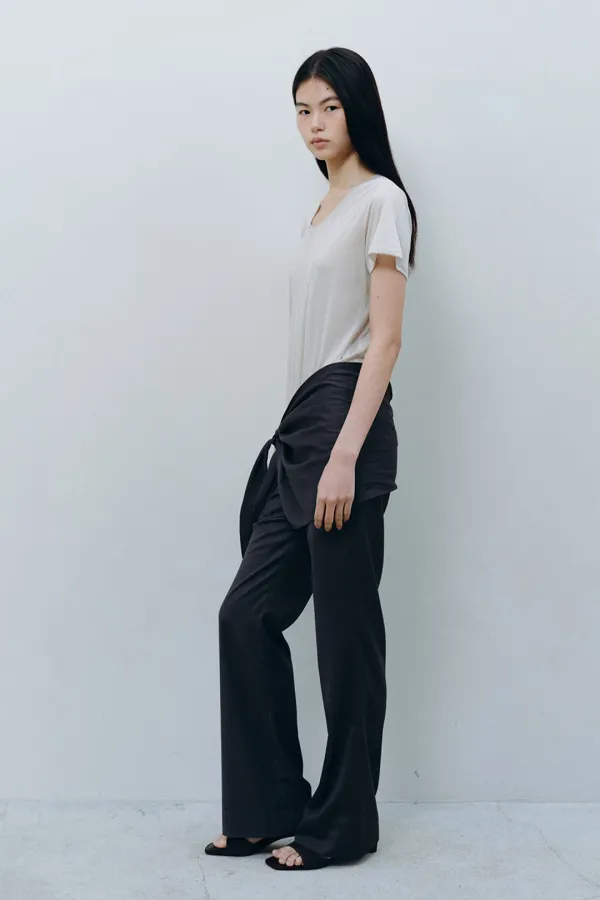LOW-RISE BOOTS CUT LAP PANTS, CHARCOAL