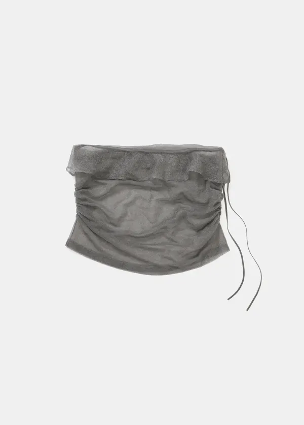 SHEER FRILL LAYERED KNIT SKIRT (GREY)