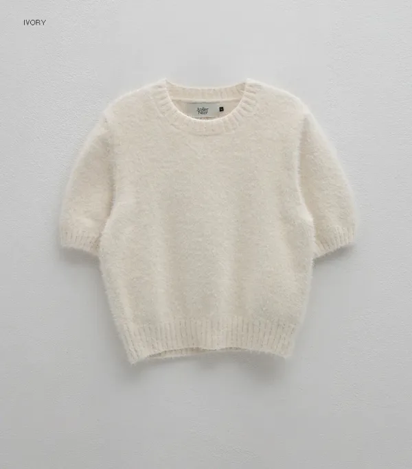 (Z-T-7003)VELVET HALF SLEEVE PULLOVER KNIT