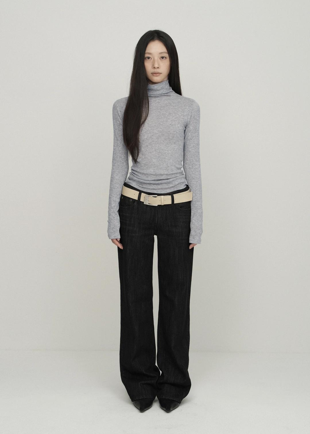보헤미안서울 BASIC TENCEL TURTLE NECK T, MELANGE GRAY 상품 이미지 2
