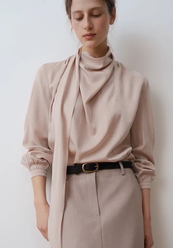 VINE DRAPE TIE BLOUSE_BLUSH PINK_OF1C2XBL01BPK