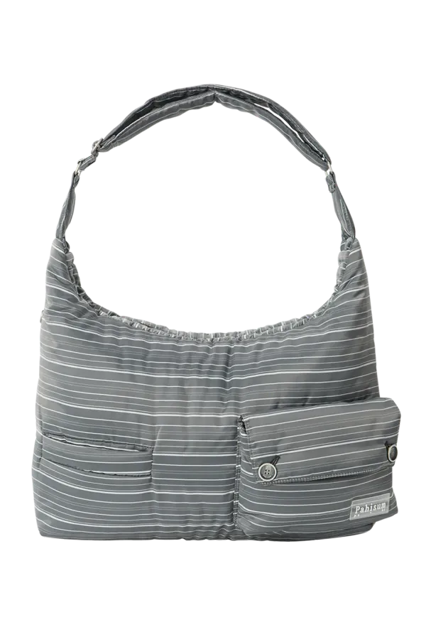 STRIPE POCKET CROSS BAG_GRAY