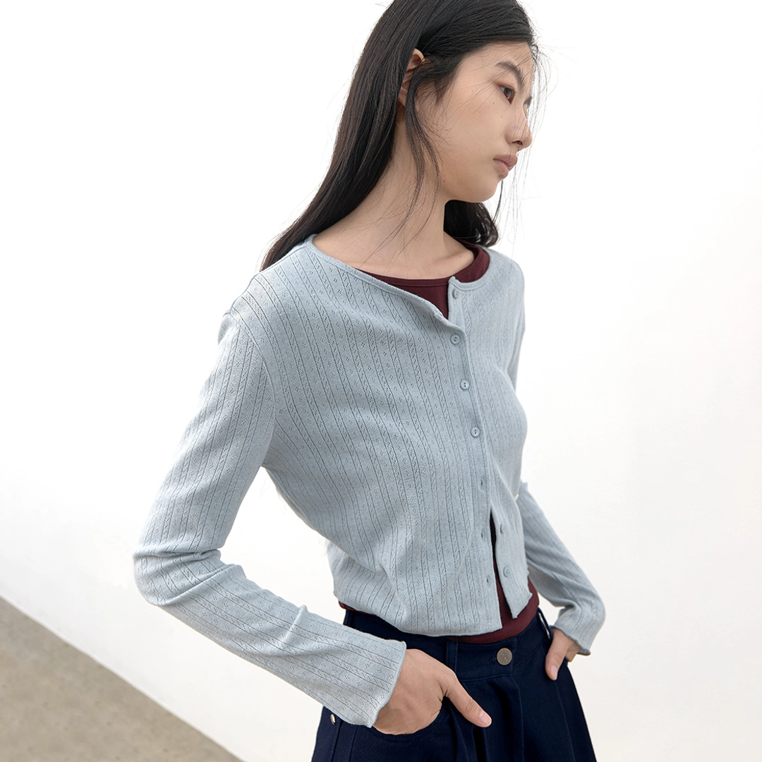 아뜰리에 나인 (CD-2267)POINTEL JERSEY CROP CARDIGAN 상품 이미지 1