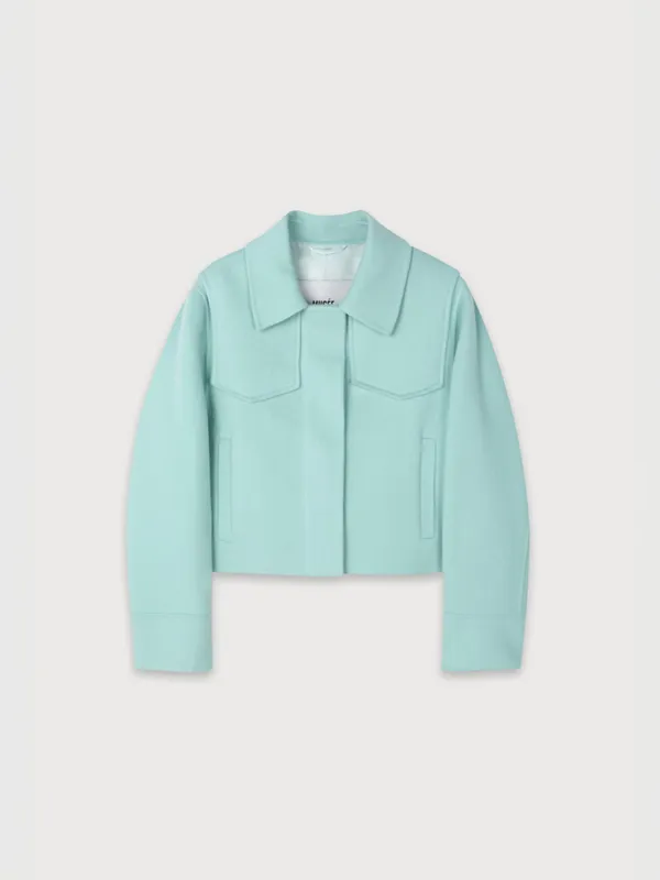 ZAHA Merino Wool Handmade Short Coat_Light Mint