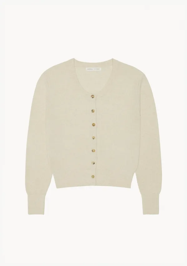 U-Neck Knit Cardigan in Oatmeal
