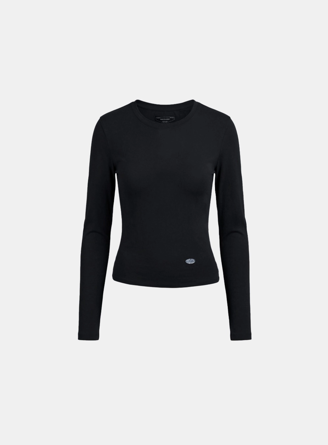 배드블러드 [w-tee26-035] Sleek Cotton Long Sleeve T-Shirt - Black 상품 이미지 1