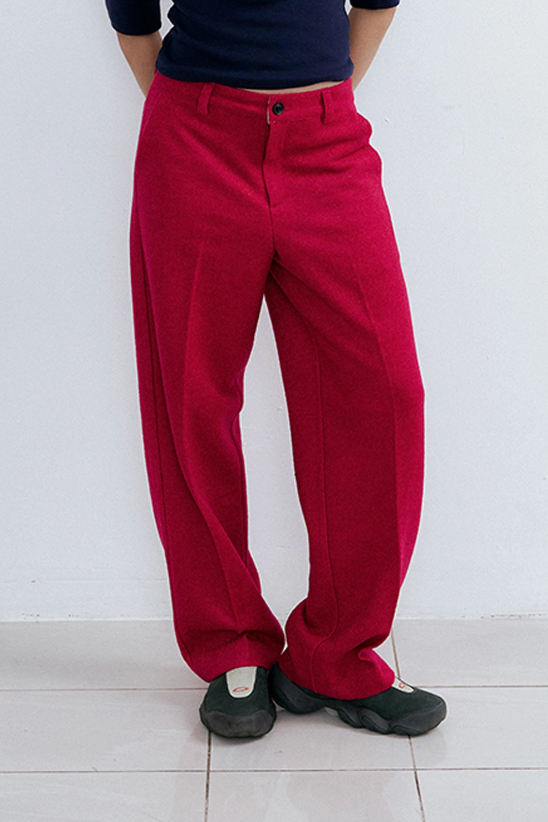 포지프레클즈 Texture Wool Slacks_Margenta 상품 이미지 2