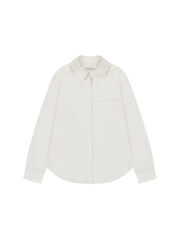 [2ND] LOOSE FIT TIE SHIRT, IVORY