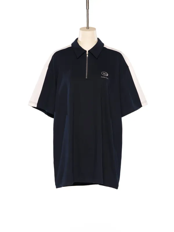 PS25 NAVY HALF ZIP JERSEY TOP