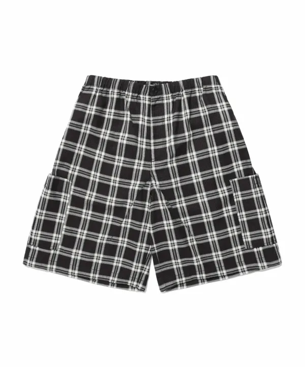 check parachute cargo shorts[black]