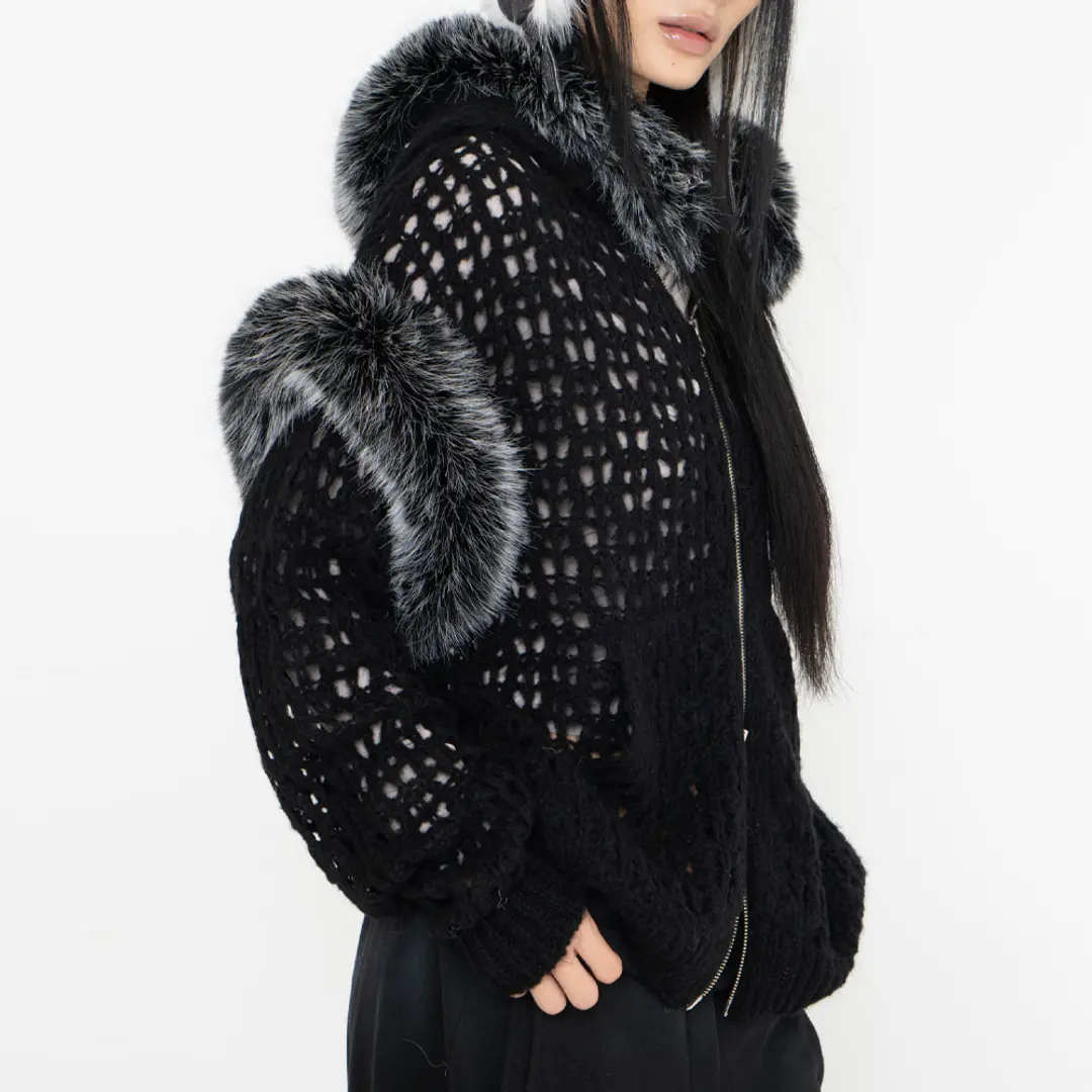2000아카이브 SNOWY FUR CARDIGAN (BLACK) 상품 이미지 3