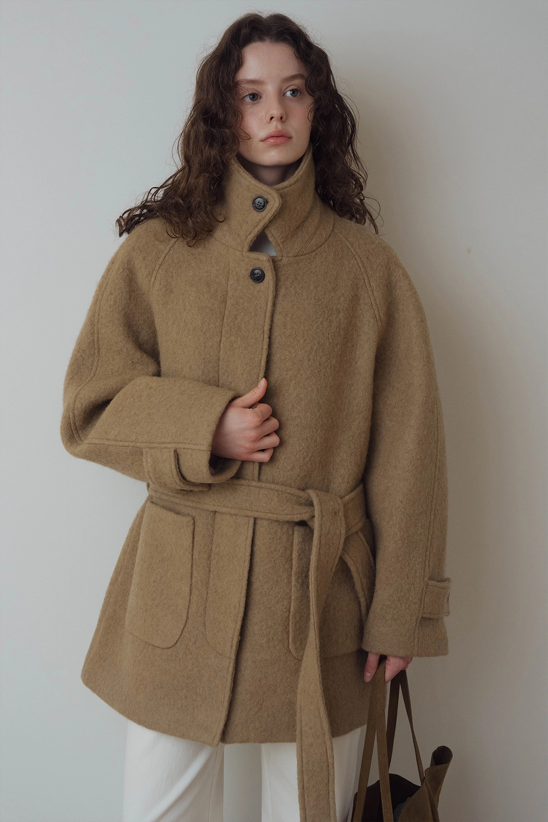 샤드라마 WOOL & ALPACA HALF COAT [TOFFEE BEIGE] 상품 이미지 2