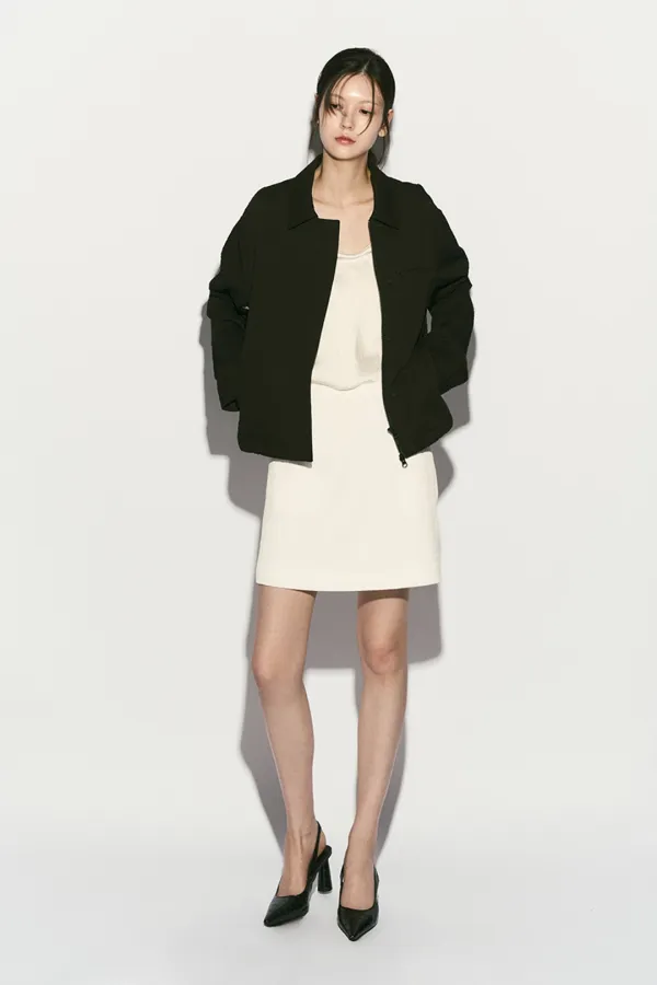 SEERSUCKER HIDDEN BUTTON JACKET BLACK