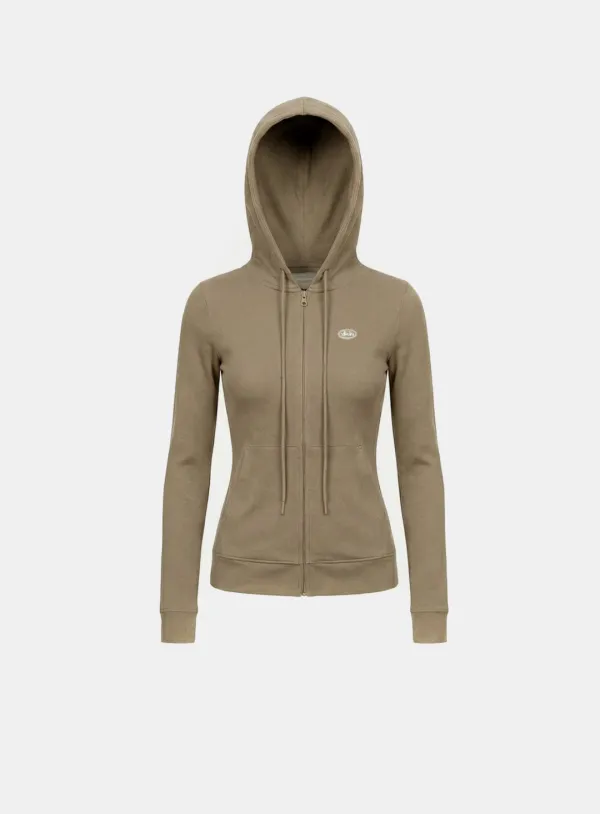 [w-hde26-006] BS Soft Terry Zip-Up Hoodie - Tobacco