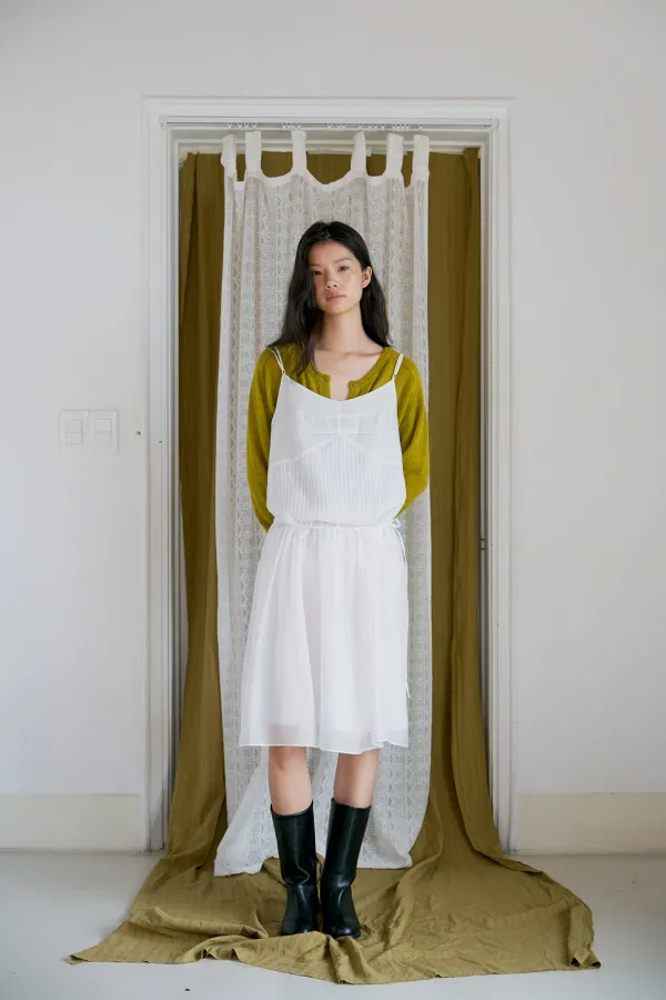 flowy pintuck layered dress_ivory