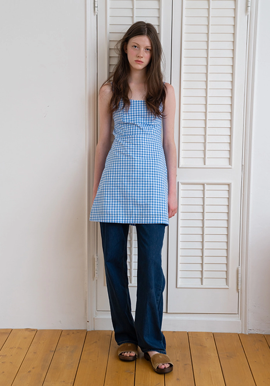 이브세이지 [1차 리오더] Back banding mini dress (Blue) 상품 이미지 1