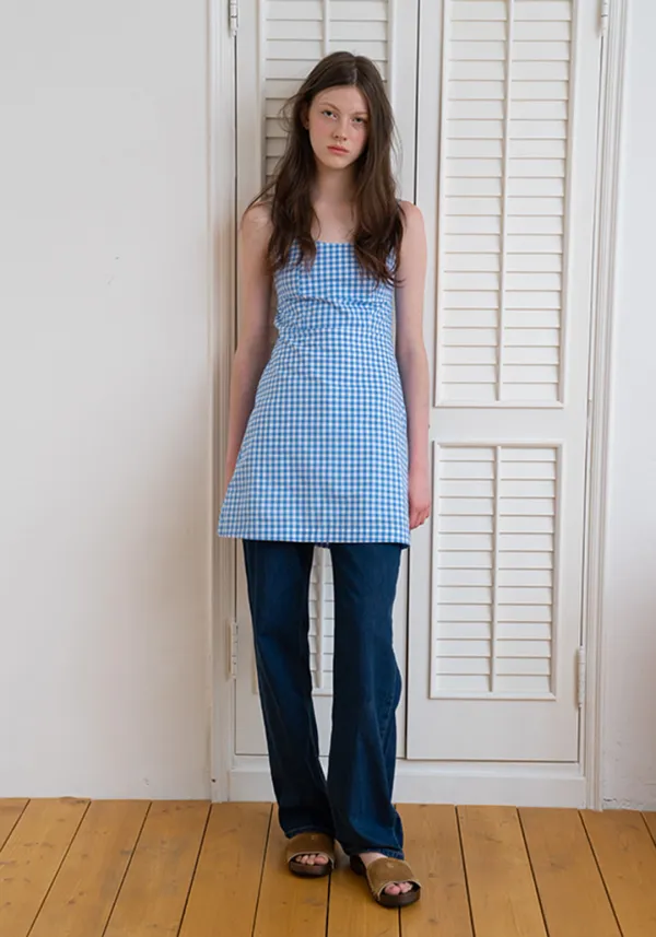 [1차 리오더] Back banding mini dress (Blue)