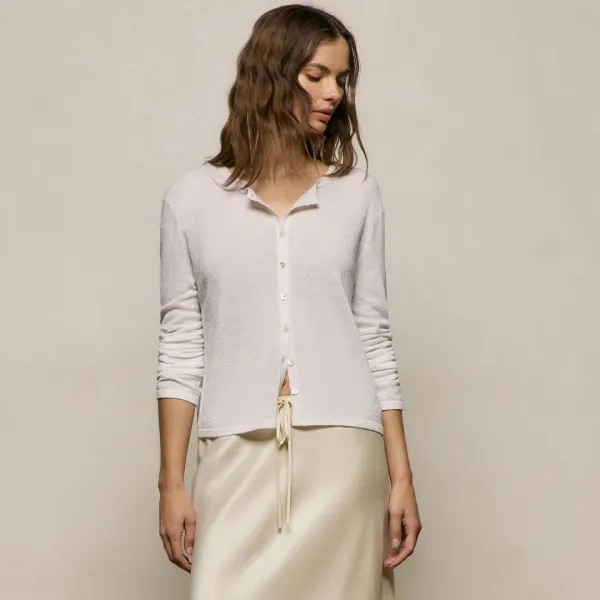 Fine Knit Cardigan - White