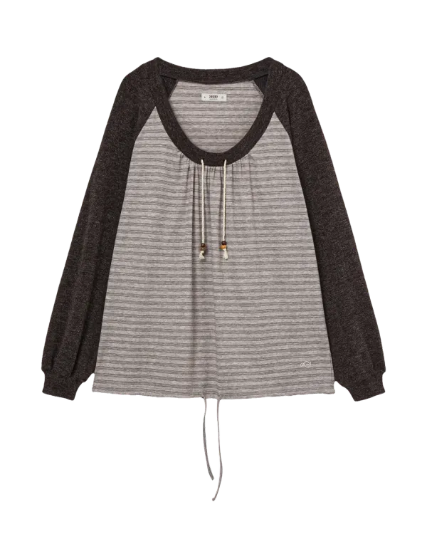 STRIPE DRAWSTRING TOP [PINK]