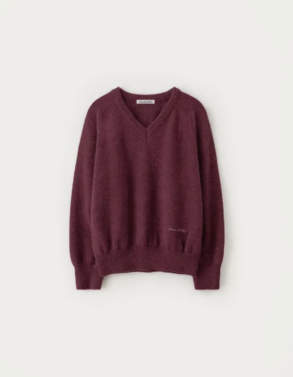 Hazel Alpaca V-Neck Knit - Grape