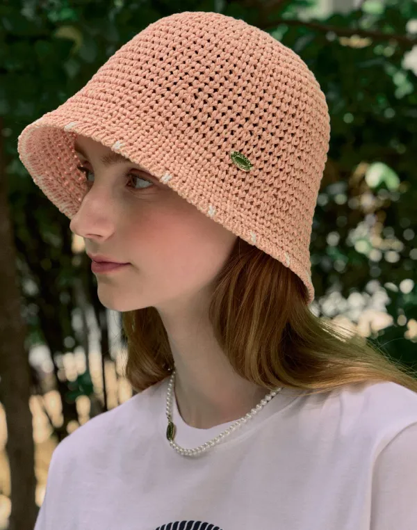 Line Point Bucket Hat - Peach