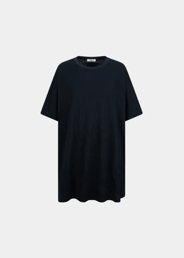 W CREASED COTTON T-SHIRT - BLACK