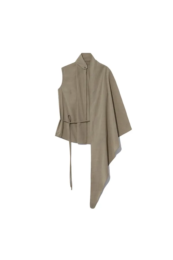 CAPE SLEEVELESS SHIRT [BROWN]