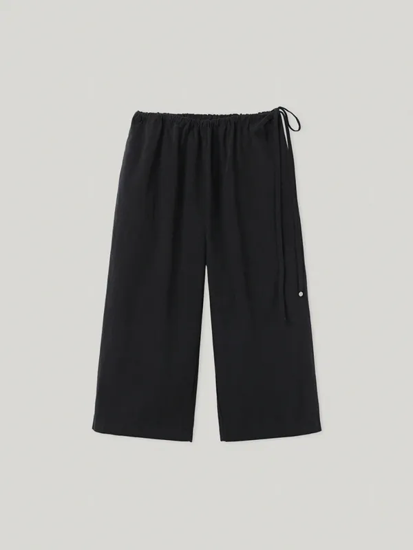 Begged Drawstring Pants Black (5th)