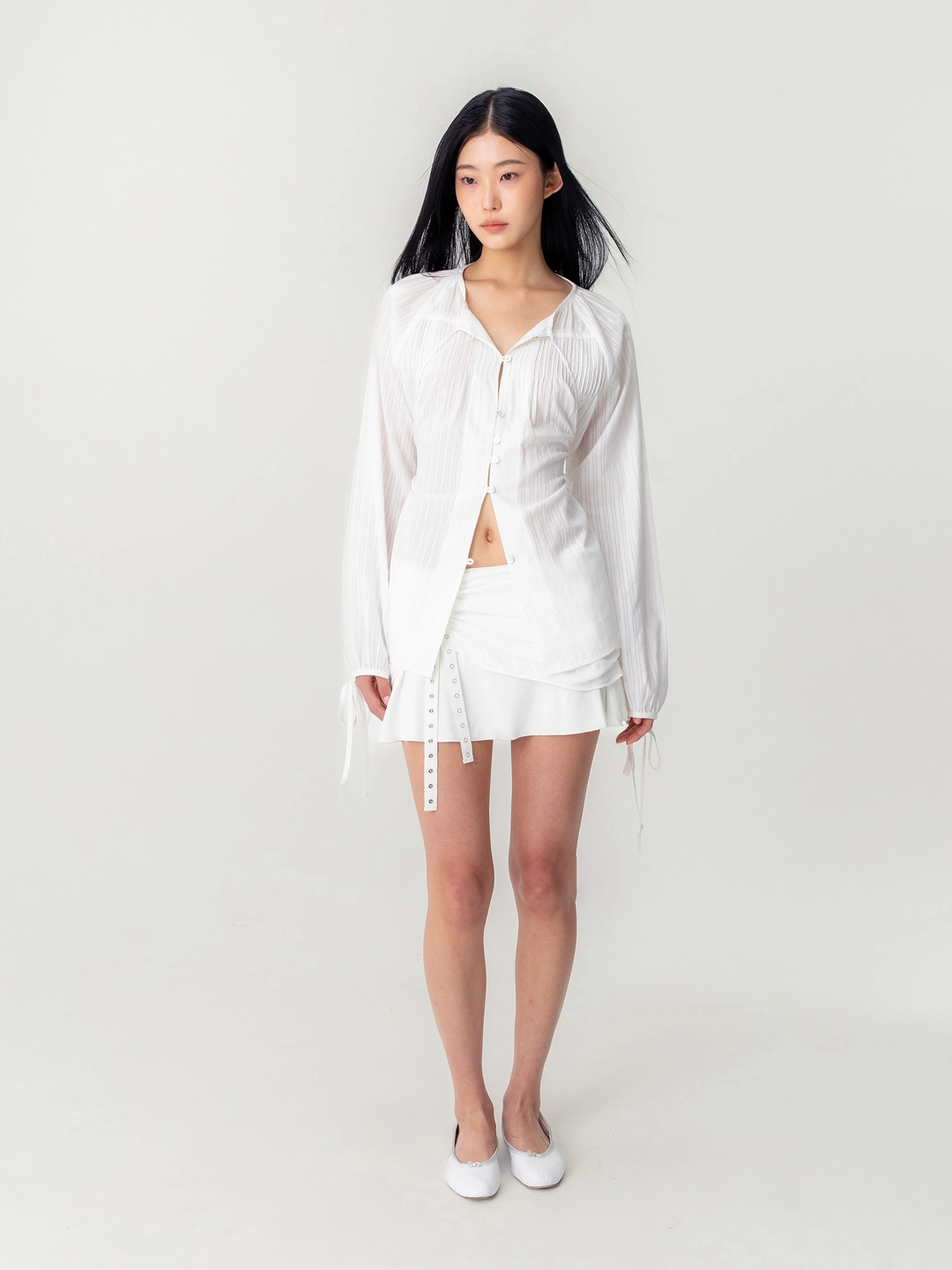 글로니 MISTY SHEER MINI SKIRT (WHITE) 상품 이미지 2