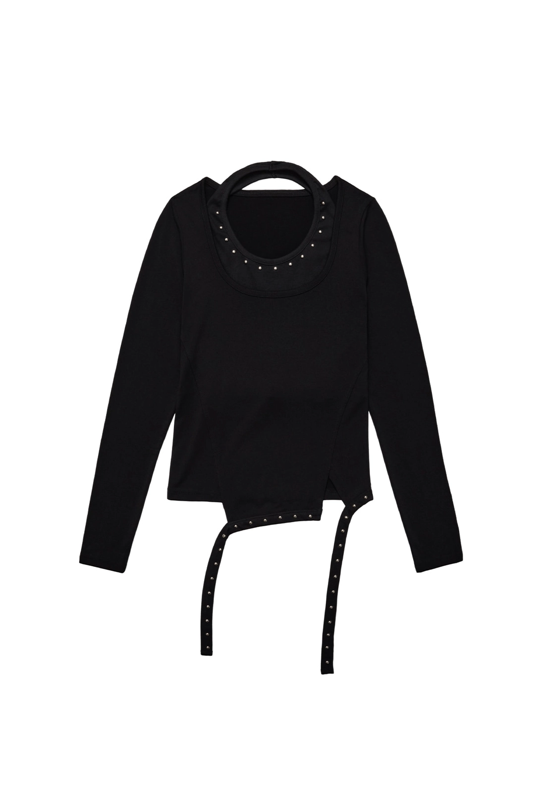 와이이이엘 STUDDED HALTER LAYERED TOP BLACK 상품 이미지 3