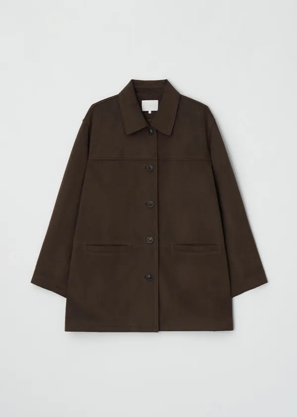 oversized suede half coat-brown