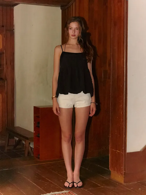 HEN BALLOON STRAP BUSTIER TOP_BLACK