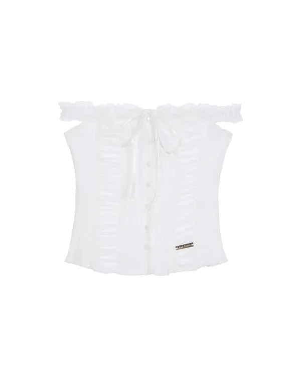 Lace Off Shoulder Sleeveless [White]