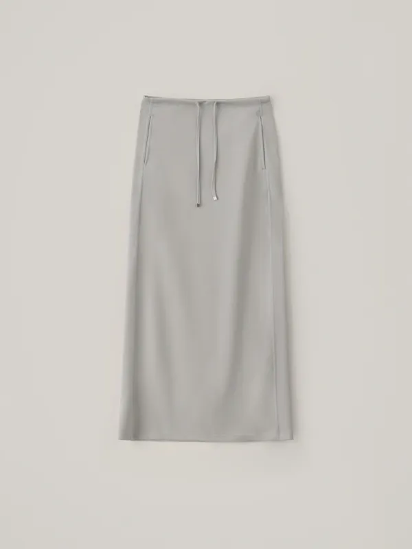 Jersey String Maxi Skirt - Light Gray