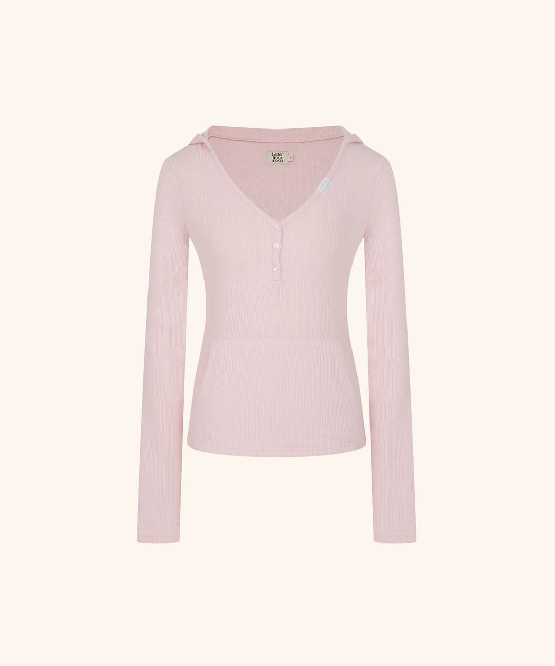 레터프롬문 [9/22 11:00am Coming soon] Letters V-Neck Soft Hoodie T-Shirt (Pink) 상품 이미지 1