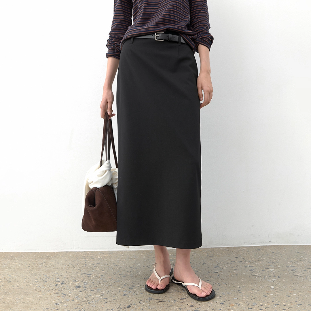 아뜰리에 나인 (SK-5118)BELTED H-LINE MONO LONG SKIRT S 상품 이미지 1